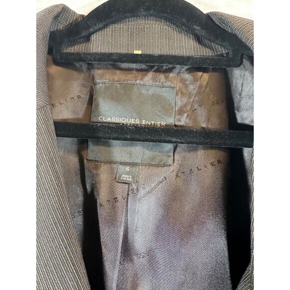 CLASSIQUES ENTIER sz 6 Womens Jacket BLAZER wool blend Brown Stripe A49 - Picture 3 of 8